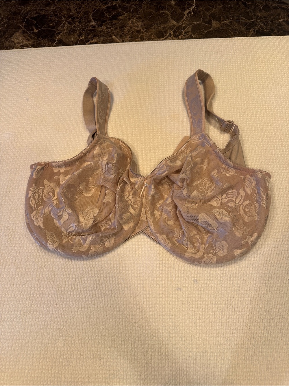 Wacoal Beige Floral Lace Full-Coverage Underwire Bra